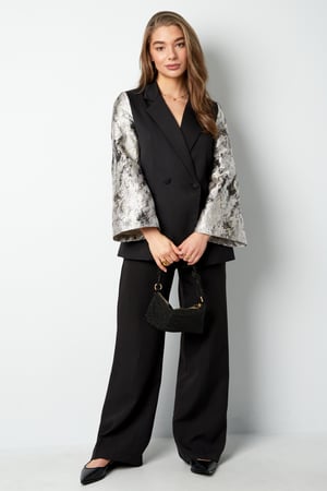 Black blazer with jacquard sleeves h5 Picture6